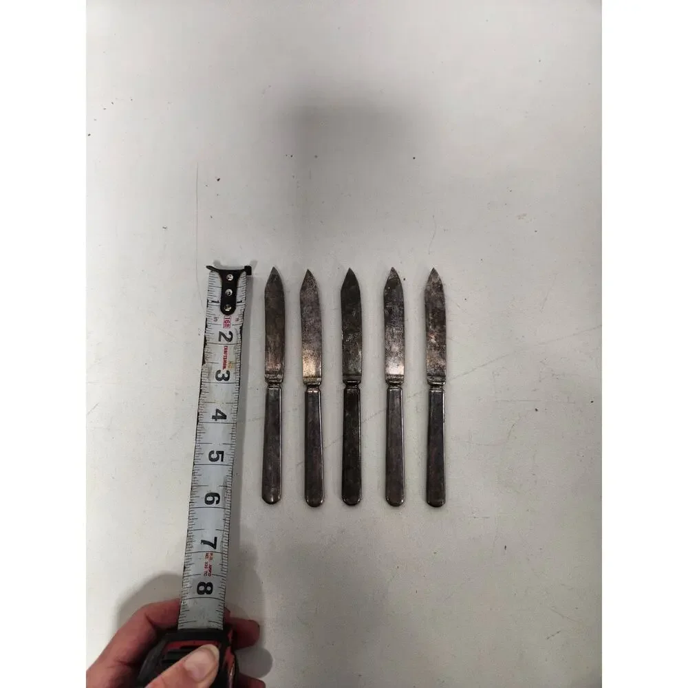 Vintage Set of 5 Silverplate Butter Spreader Knives Flatware Silver Plated...